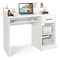 Modern Computer Desk with Large Drawer Pull-Out Keyboard Tray and Multi-Level Storage Shelf